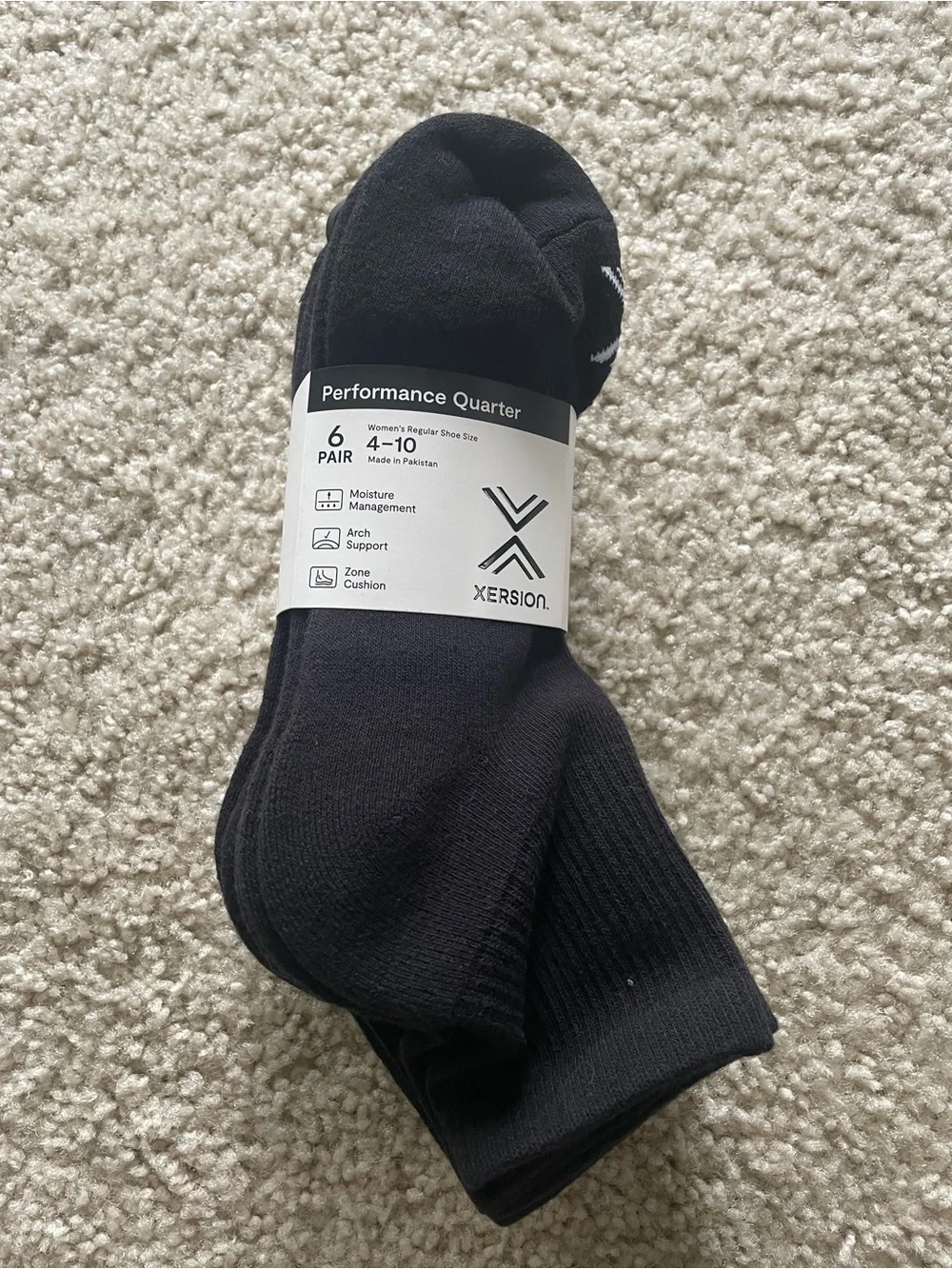 Xersion Women's Performance Quarter Socks - Black